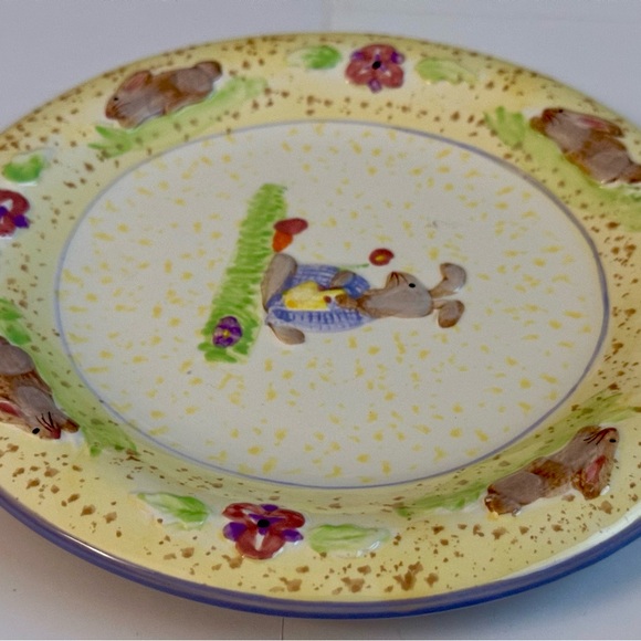 Baum Bros Style Eyes Vintage Dessert Plate, Embossed Rabbits, Rare Easter Decor - Picture 4 of 12